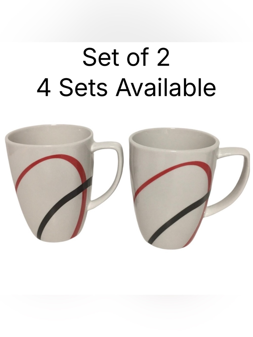 Corelle Coordinates Fine Lines
Coffee Mugs White Red Black
Swirl - Set of 2